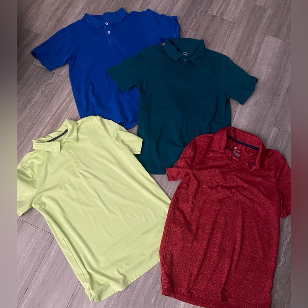 Lot 4 All In Motion Wonder Nation Golf Polo Boys Youth XL Red Blue Green Dri Fit